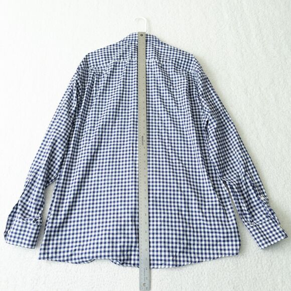 Eton Classic Blue and White Gingham Button Down Classic Fit Shirt Men's Sz 46 - Picture 15 of 16